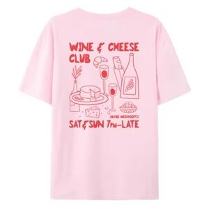 🧀🍷Wine & Cheese Club Light Pink Tee🍷🧀